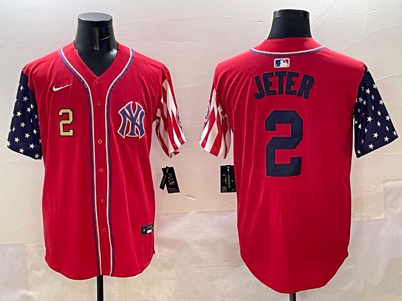 Men New York Yankees #2 Jeter Red a generation of national flags Jointly Name 2025 Nike MLB Jersey style 4->new york yankees->MLB Jersey